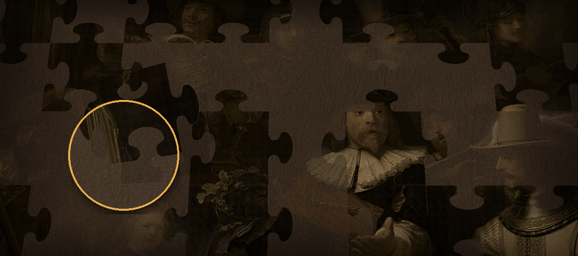 Animated Retro Puzzles loupe detail loop inspecting classic painting pieces