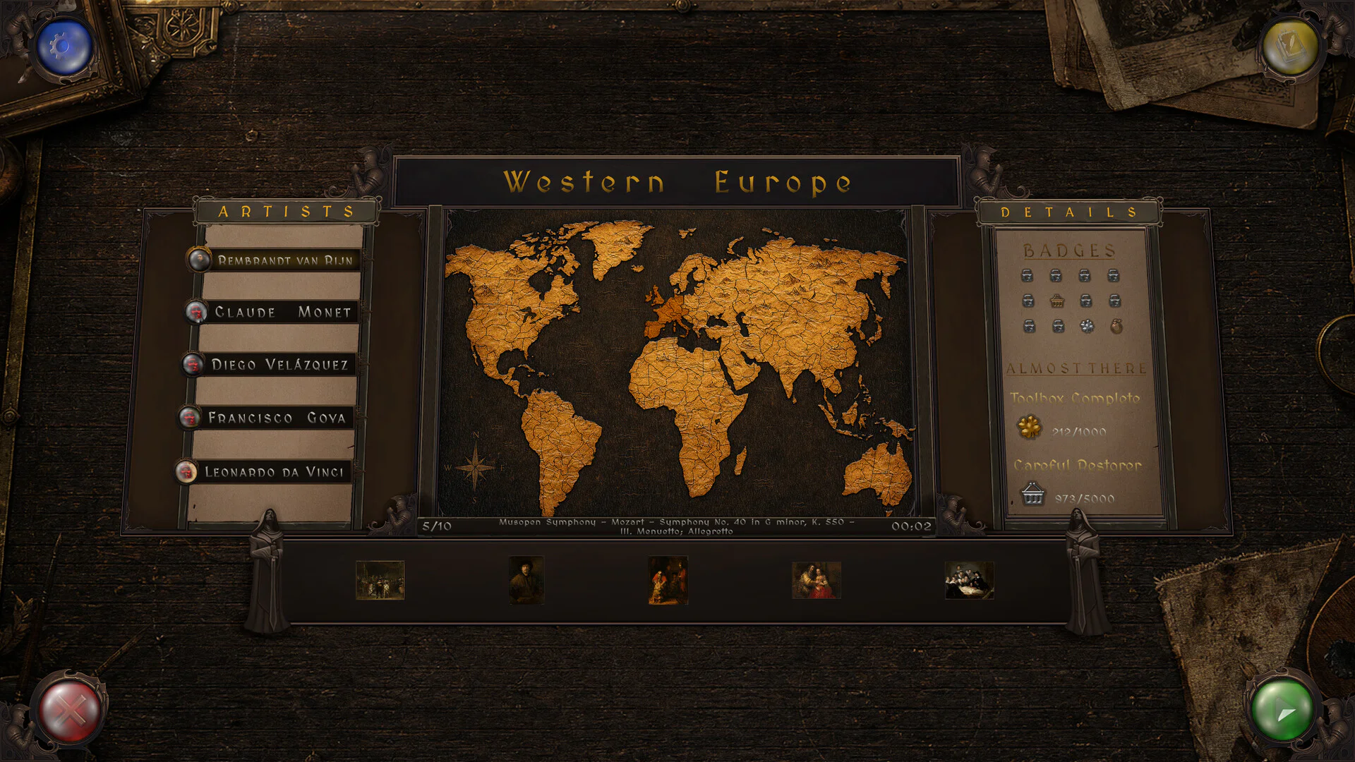 Retro Puzzles Western Europe region screen from the final Steam build